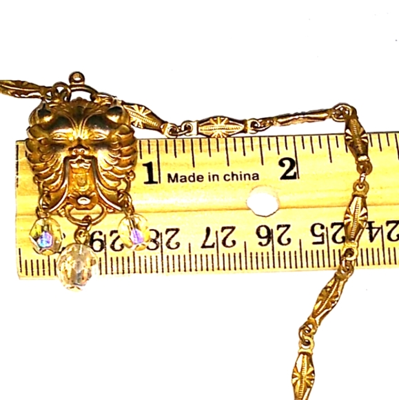 HTF KIRKS FOLLY Mythical Lion Necklace Aurora Borealis Crystal Dangles VINTAGE - Picture 10 of 16